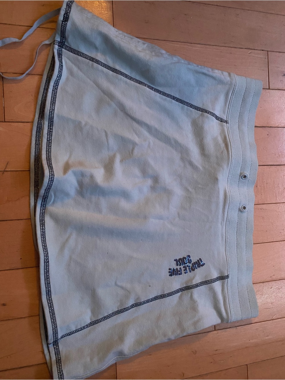 Triple Five Soul Light Blue Mini Skirt with Contrast Stitching